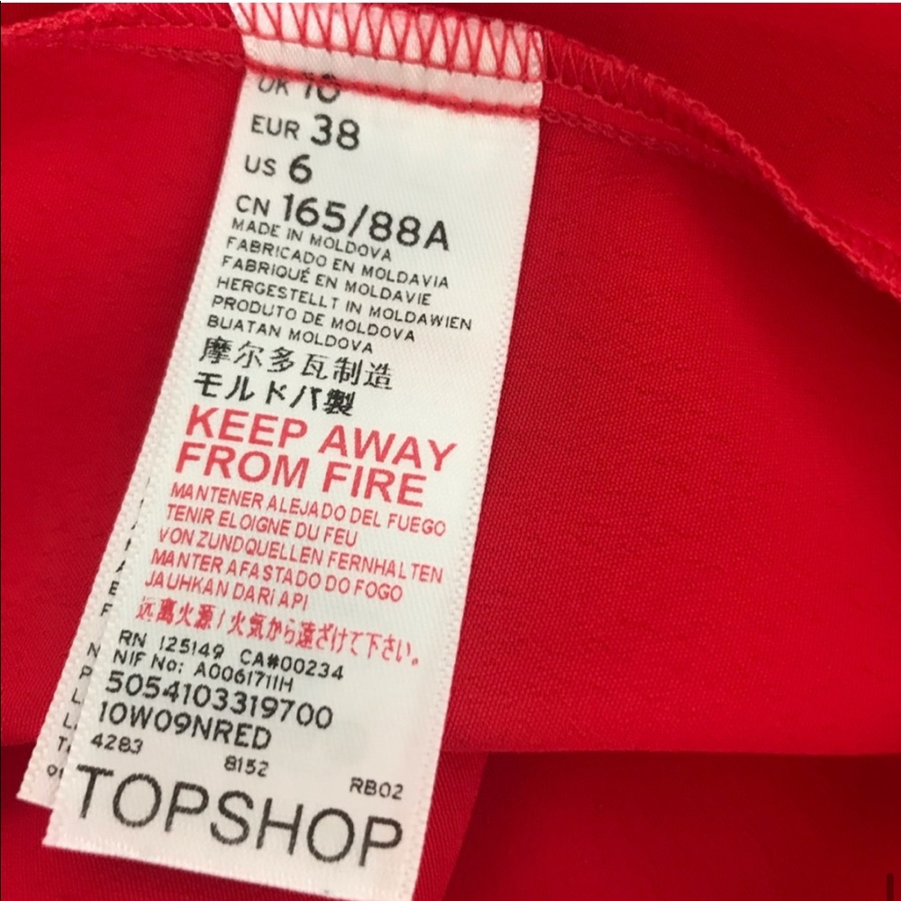 NWOT! TOPSHOP 90s Grunge Dream Red Ruffle Button Sweetheart MIDI Slip Dress - 6 - Picture 7 of 8